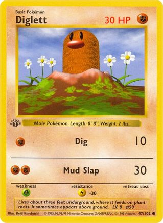Diglett (047/102) [Base Set Shadowless] 1st Edition - Common
