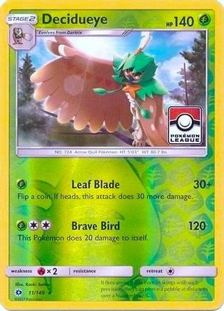 Decidueye (Pokemon League) (011/149) [League & Championship Cards] Reverse Holofoil - Promo