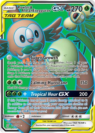 Rowlet & Alolan Exeggutor GX (Full Art) (214/236) [SM  Unified Minds] Holofoil - Ultra Rare