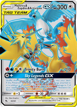 Moltres & Zapdos & Articuno GX (Full Art) (066/68) [Hidden Fates] Holofoil - Ultra Rare