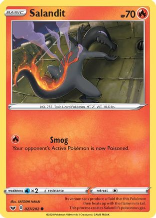 Salandit (027/202) [SWSH01 Sword & Shield Base Set] Reverse Holofoil - Common