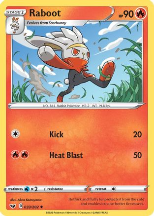 Raboot (033/202) [SWSH01 Sword & Shield Base Set] Reverse Holofoil - Uncommon