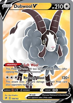 Dubwool V (Full Art) (188/192) [SWSH02 Rebel Clash] Holofoil - Ultra Rare