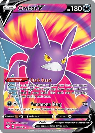 Crobat V (Full Art) (182/189) [SWSH03 Darkness Ablaze] Holofoil - Ultra Rare