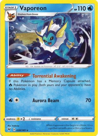 Vaporeon (Cosmos Holo) (030/185) [Miscellaneous Cards & Products] Holofoil - Promo