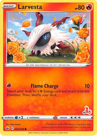 Larvesta (#19 Cinderace Stamped) (23/198) [Battle Academy 2022] - Promo