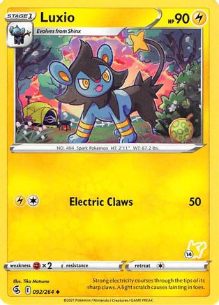 Luxio (#14 Pikachu Stamped) (92/264) [Battle Academy 2022] - Promo