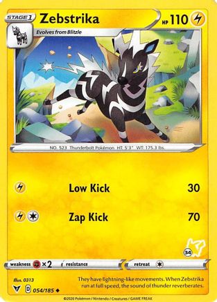 Zebstrika (#34 Pikachu Stamped) (54/185) [Battle Academy 2022] - Promo