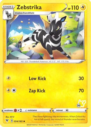 Zebstrika (#56 Pikachu Stamped) (54/185) [Battle Academy 2022] - Promo