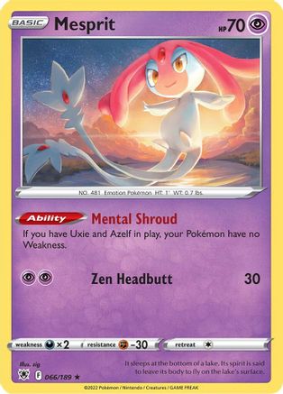 Mesprit (066/189) [SWSH10 Astral Radiance] Holofoil - Holo Rare