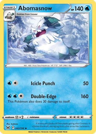 Abomasnow (043/196) [SWSH11 Lost Origin] Reverse Holofoil - Uncommon