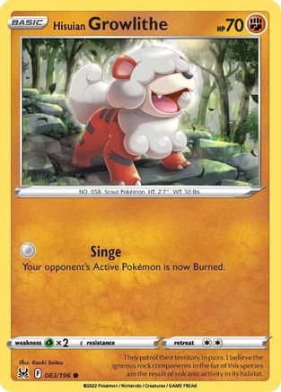Hisuian Growlithe (083/196) [SWSH11 Lost Origin] - Common