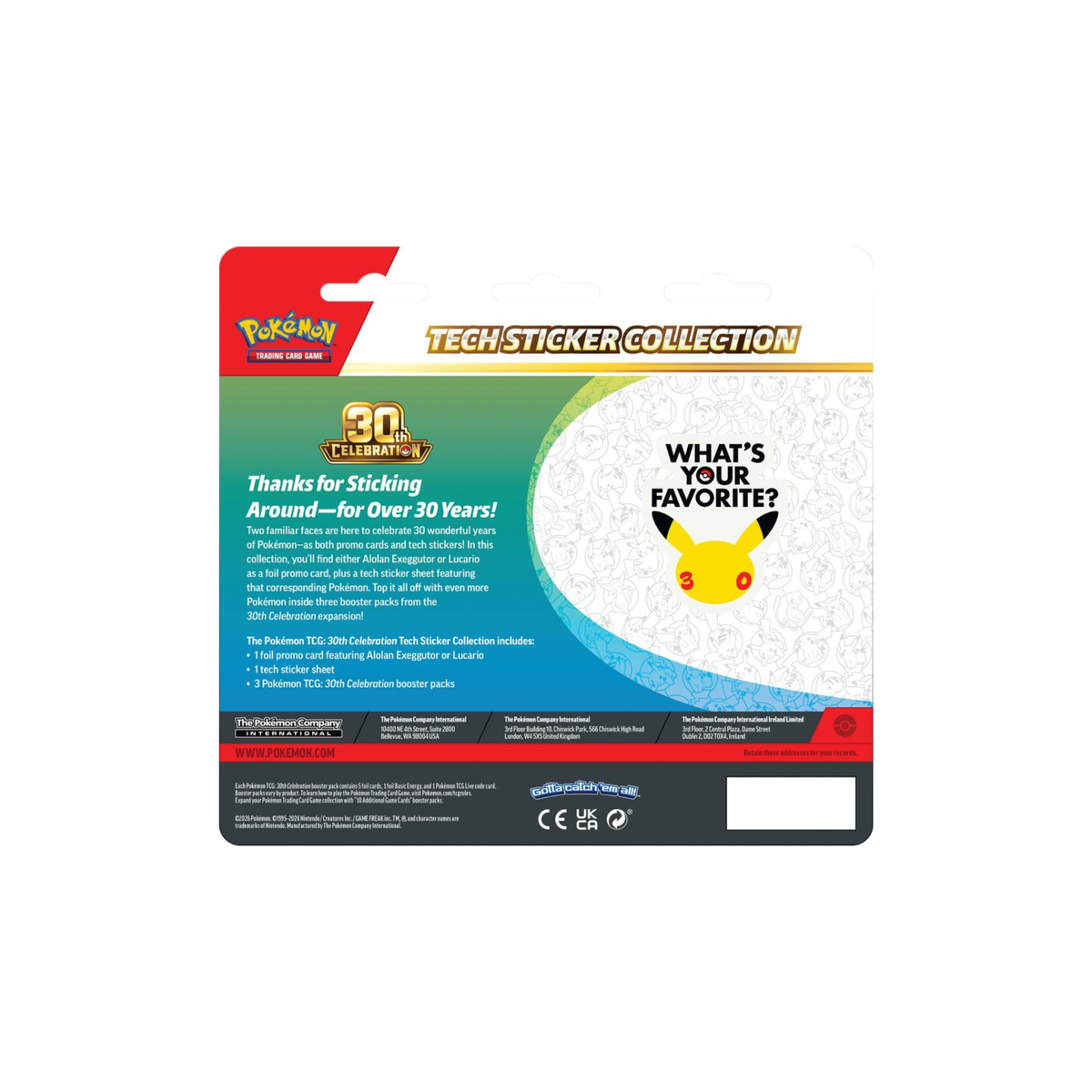 Pokemon - 30th Celebration Tech Sticker Collection