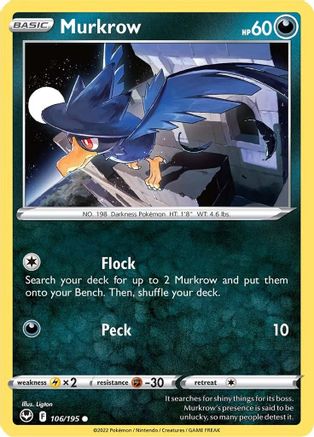 Murkrow (106/195) [SWSH12 Silver Tempest] Reverse Holofoil - Common