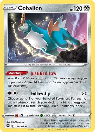 Cobalion (126/195) [SWSH12 Silver Tempest] Reverse Holofoil - Rare