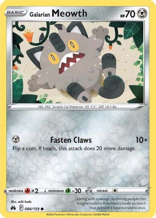 Galarian Meowth (084/159) [SWSH Crown Zenith] - Common