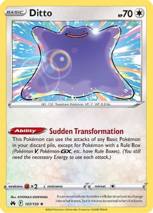 Ditto (107/159) [SWSH Crown Zenith] Holofoil - Holo Rare