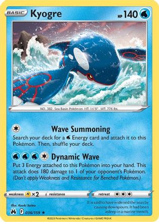 Kyogre (036/159) [SWSH Crown Zenith] Holofoil - Holo Rare