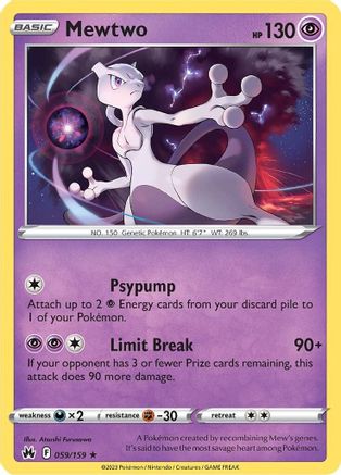 Mewtwo (059/159) [SWSH Crown Zenith] Holofoil - Holo Rare