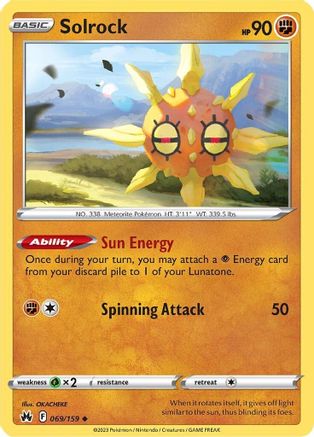 Solrock (069/159) [SWSH Crown Zenith] Reverse Holofoil - Uncommon