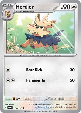 Herdier (171) [SV03 Obsidian Flames] Reverse Holofoil - Common