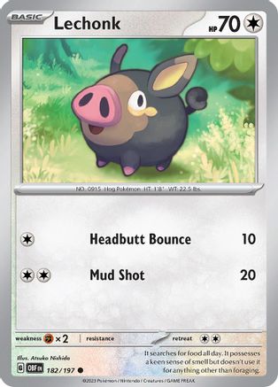 Lechonk (182/197) [SV03 Obsidian Flames] Reverse Holofoil - Common