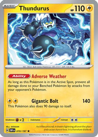 Thundurus (070) [SV03 Obsidian Flames] Reverse Holofoil - Rare