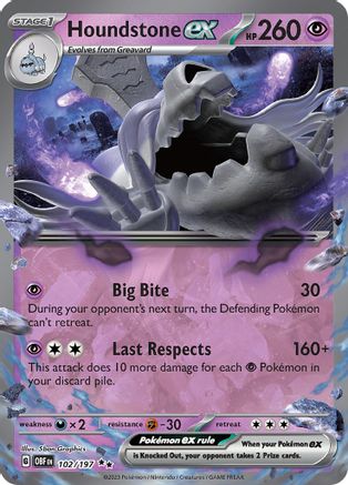 Houndstone ex (102) [SV03 Obsidian Flames] Holofoil - Double Rare