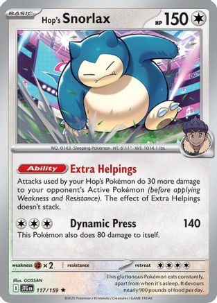 Hop's Snorlax (117) [SV09 Journey Together] Reverse Holofoil - Rare