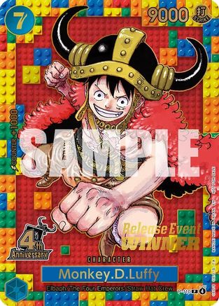 Monkey.D.Luffy (4th Anniversary) (Winner) (P-110) - One Piece Promotion Cards Foil