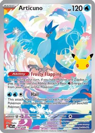 Articuno (132/128) [ME 30th Celebration] Holofoil - Illustration Rare