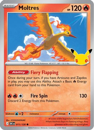 Moltres (011/128) [ME 30th Celebration] Holofoil - Common