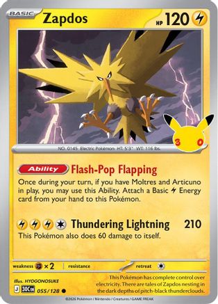 Zapdos (055/128) [ME 30th Celebration] Holofoil - Common