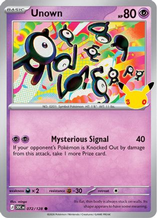 Unown (072) [ME 30th Celebration] Holofoil - Common