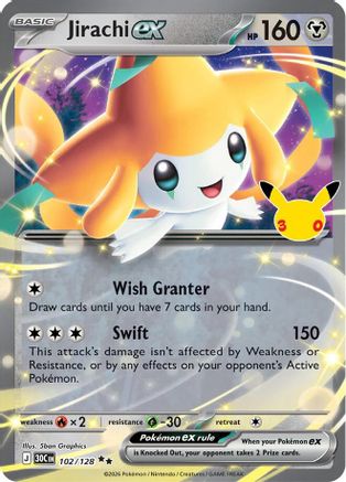 Jirachi ex (102/128) [ME 30th Celebration] Holofoil - Double Rare