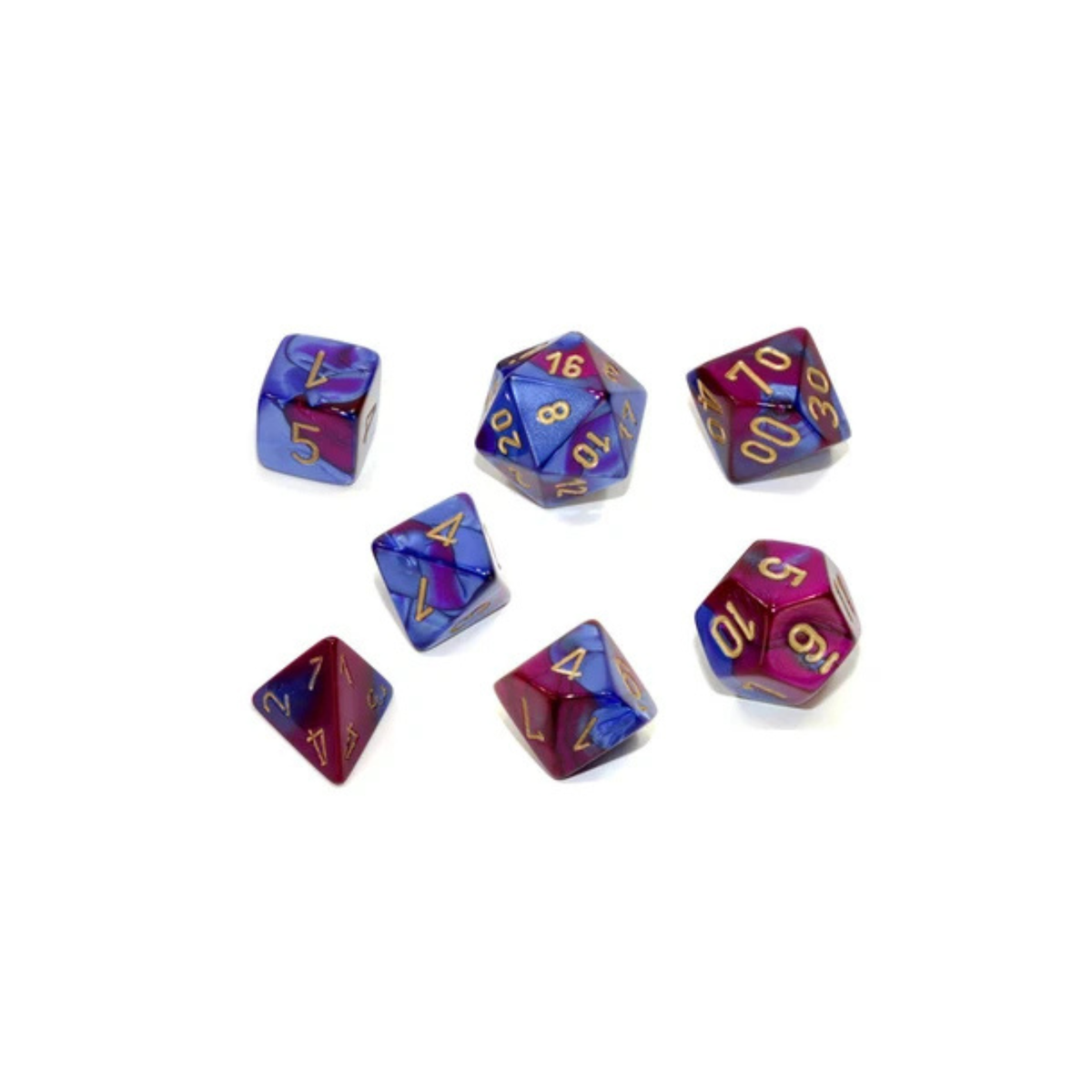 Chessex - Gemini Blue-Purple/gold Polyhedral 7-Dice Set