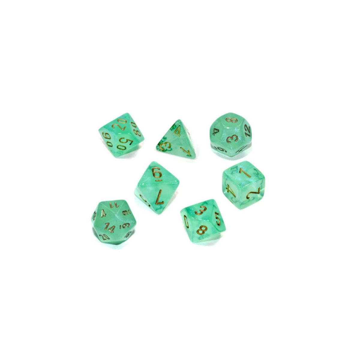 Chessex - Borealis Light Green/Gold Luminary Polyhedral 7-Dice Set