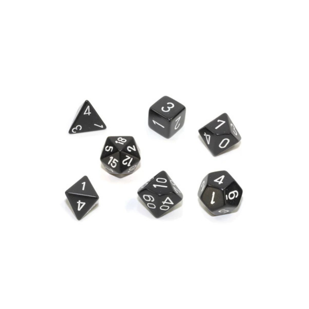 Chessex - Opaque Black/white Polyhedral 7-Dice Set
