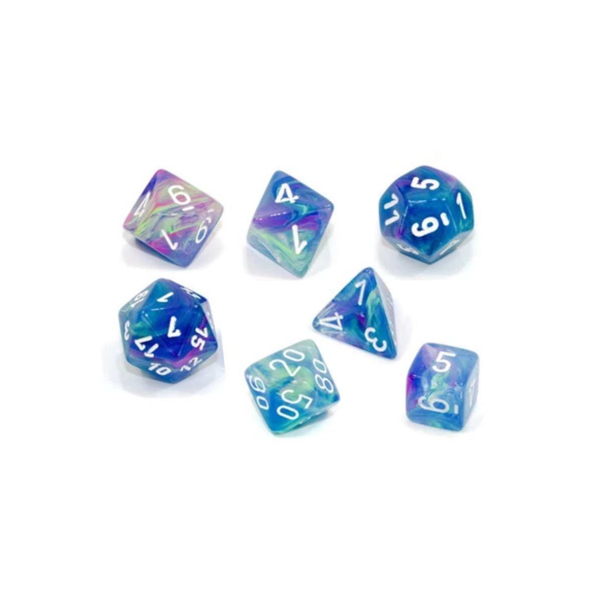 Chessex - Festive Waterlily/white Polyhedral 7-Dice Set