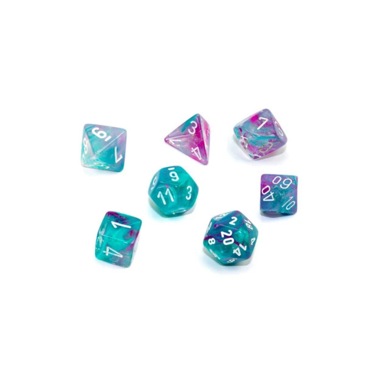 Chessex - Nebula Wisteria/white Luminary Polyhedral 7-Dice Set